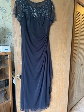 Xscape Navy Beaded Yoke Maxi Dress evening dress mob/mog